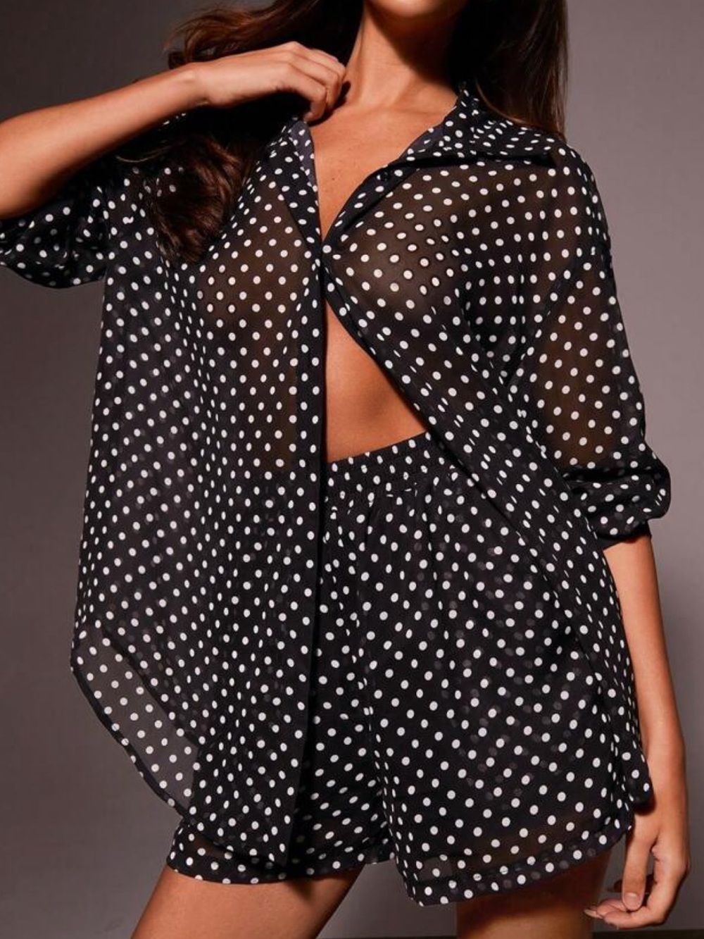 New Black Polka Dot Two-Piece Set